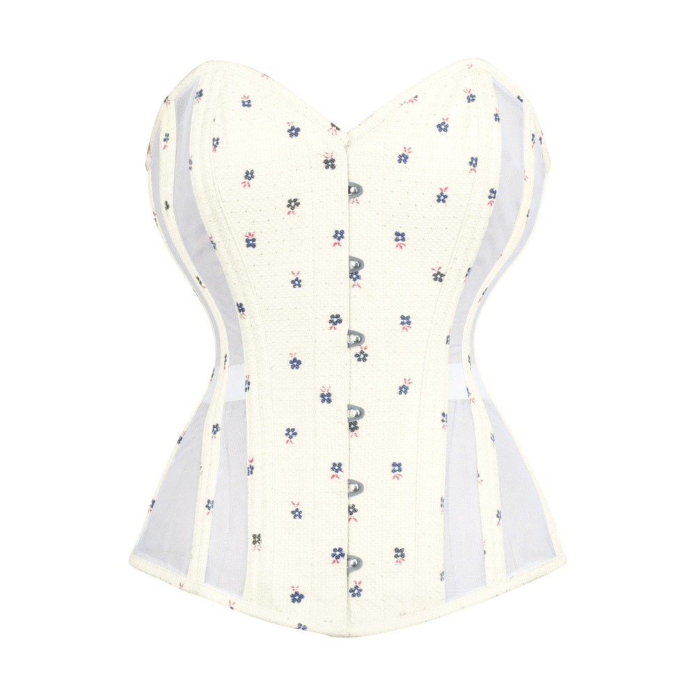 Attitude Corsets - Sweet Heart Mesh With Brocade Waist Trainer (ELC701) Waist training overbust korset - Wit
